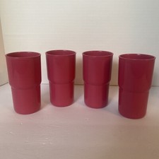 Tupperware Stackable 12 Ounce Tumblers Cups 2412 Pink Vintage Set of 4