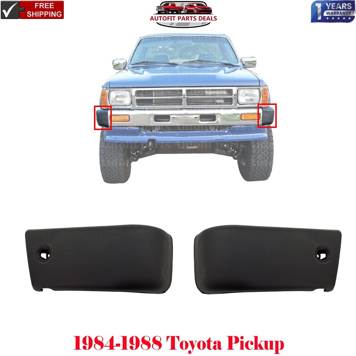 1987 Toyota Pickup Parts New Driver & Passenger Side Front Bumper End Cap Set For 08-15 Titan LE... 85 Toyota Pickup Accessories - Foto 14