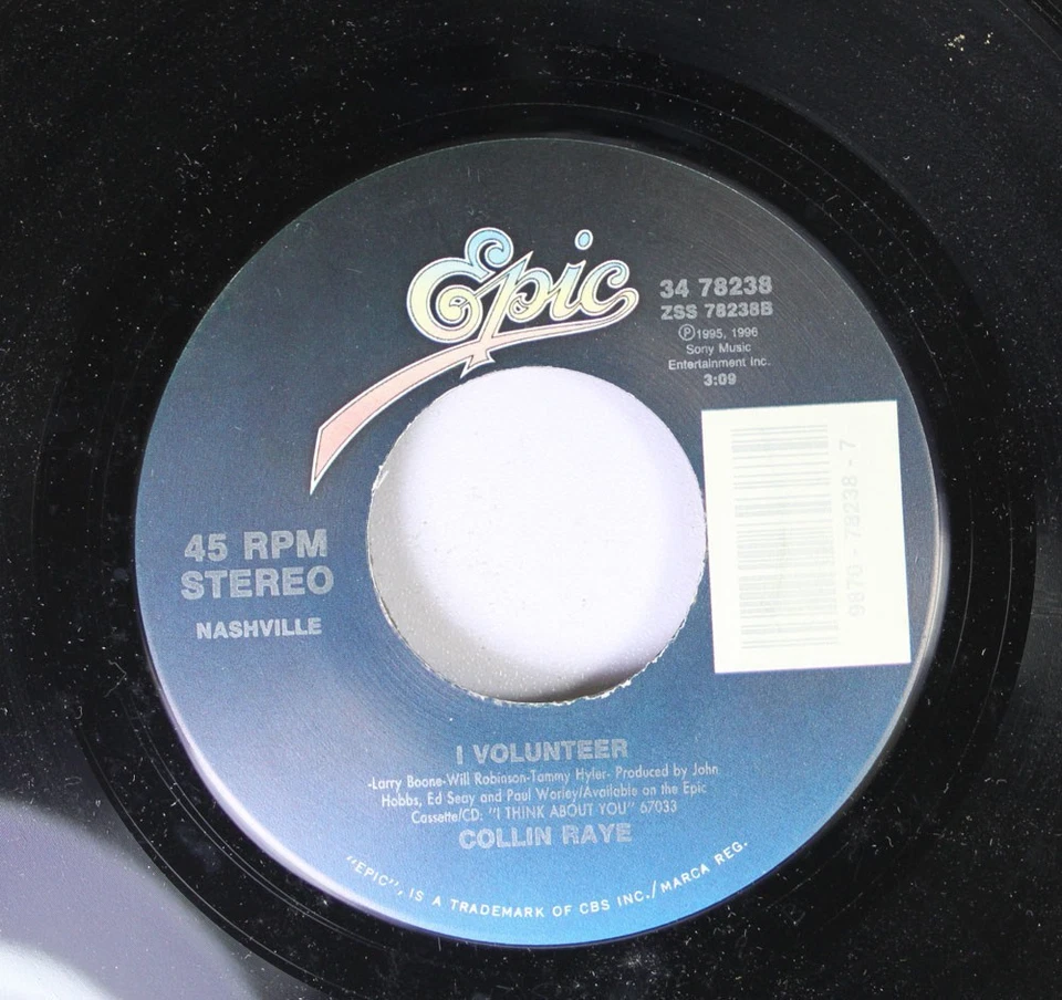 Country 45 Collin Raye - I Think About You / I Volunteer On Epic - Image 2 of 2