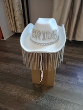 Petalai Bride Cowgirl Hat with Rhinestones Including Bride Sash 