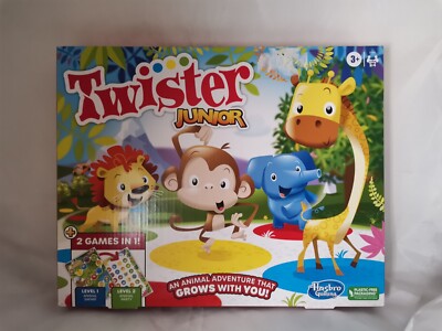 Twister Junior Game, Ages 3+ Animal Adventure 2-Sided Mat Game for 2-4 Players