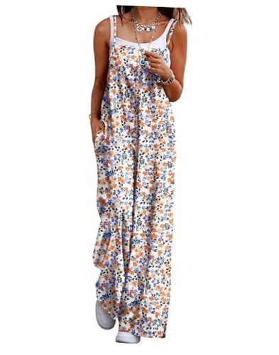 Women's Summer Boho Casual Jumpsuits Wide Leg Overalls X-Large Floral 377