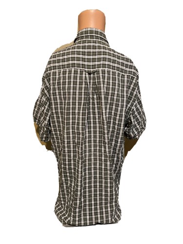 Guess Jeans Mens XL Vintage Casual Lounge Shirt Green Brown Plaid Rayon - Picture 7 of 8