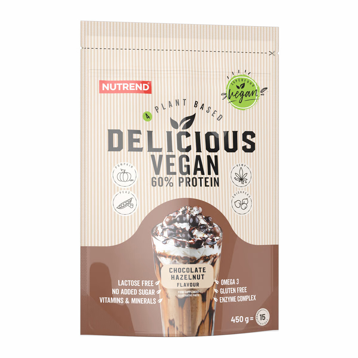 NUTREND DELICIOUS VEGAN Proteine vegetali 450g Nocciola Cioccolato