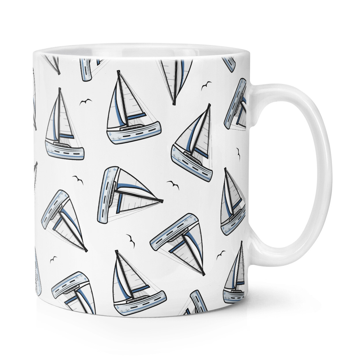 Sailing Boats Pattern 10oz Mug Cup Sailer Sea Sport Funny Gift