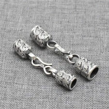 Sterling Silver End Cap with Cloud Design 925 Silver Hook Clasp Leather Cord