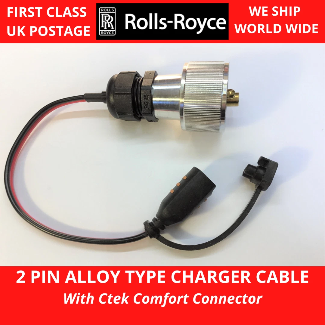 Ctek Rolls Royce Battery Charger / Conditioner Adapter Cable 2 Pin Alloy  Type