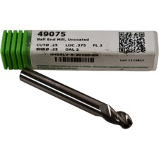 NEW Helical 49075 1/4'' Ball End Mill 3F Uncoated Solid Carbide 40 degree