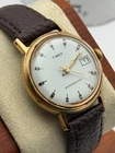 TIMEX Vintage Date 31mm Gold-Tone Mechanical — Running — Stiff Crown, New Strap