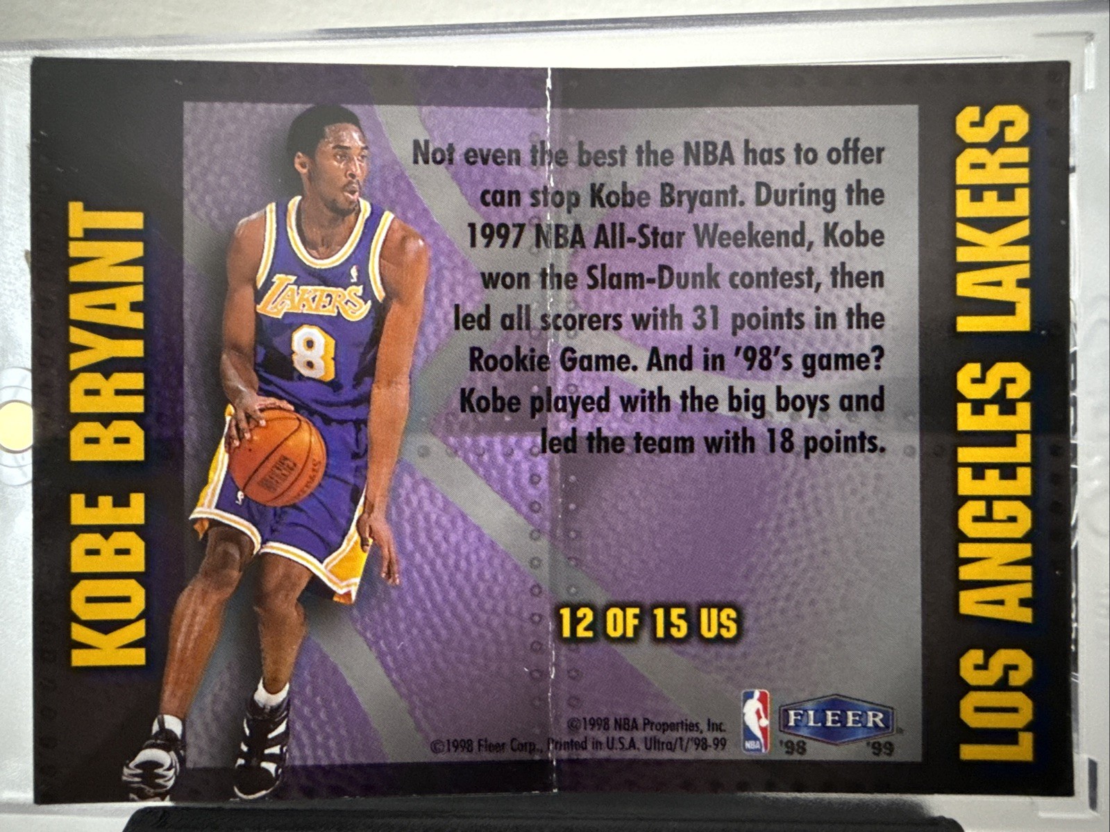 KOBE BRYANT insert 1998-99 Fleer Ultra UNSTOPPABLE Lakers Unique Tri-Fold design