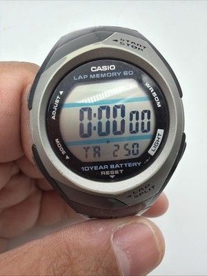 Men's Casio STR-300 PHYS Vintage Sport Watch 60 Lap Memory WR50 New Battery 
