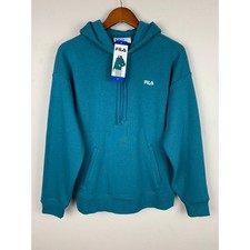 New Fila Hoodie Sweatshirt Women's L Blue Coral Teal Soft Casual Comfort Active