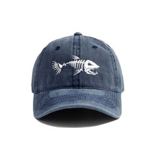 Fish Cap Bone Skeleton Baseball Adjustable Sun Embroidery Cotton Hat Men Cap new