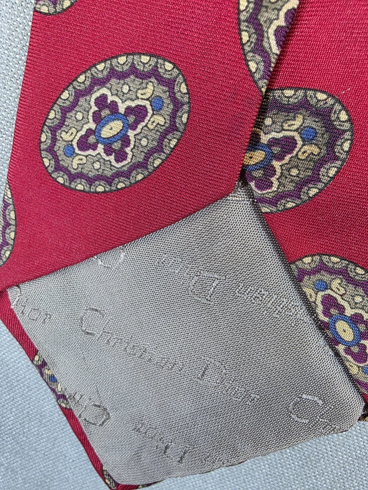 Винтажный галстук Christian Dior Monsieur 100% шелк сделано в США медальон Maximalist - Изображение 4 из 4