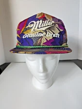 NOS ~ 1990S MILLER GENUINE DRAFT (SAN SUN) TROPICAL/HAWAIIN SNAPBACK TRUCKER HAT