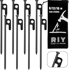 Heavy duty metal tent stakes for camping