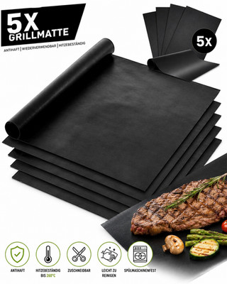 5erSet Grillmatten 40x33cm BBQ Auflage Antihaft Gasgrill Holzkohlegrill Backofen