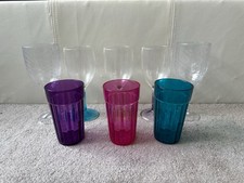 Set Of 8 Plastic Glasses Inc Wine Glasses And Tumblers Perfect For Parties VGC