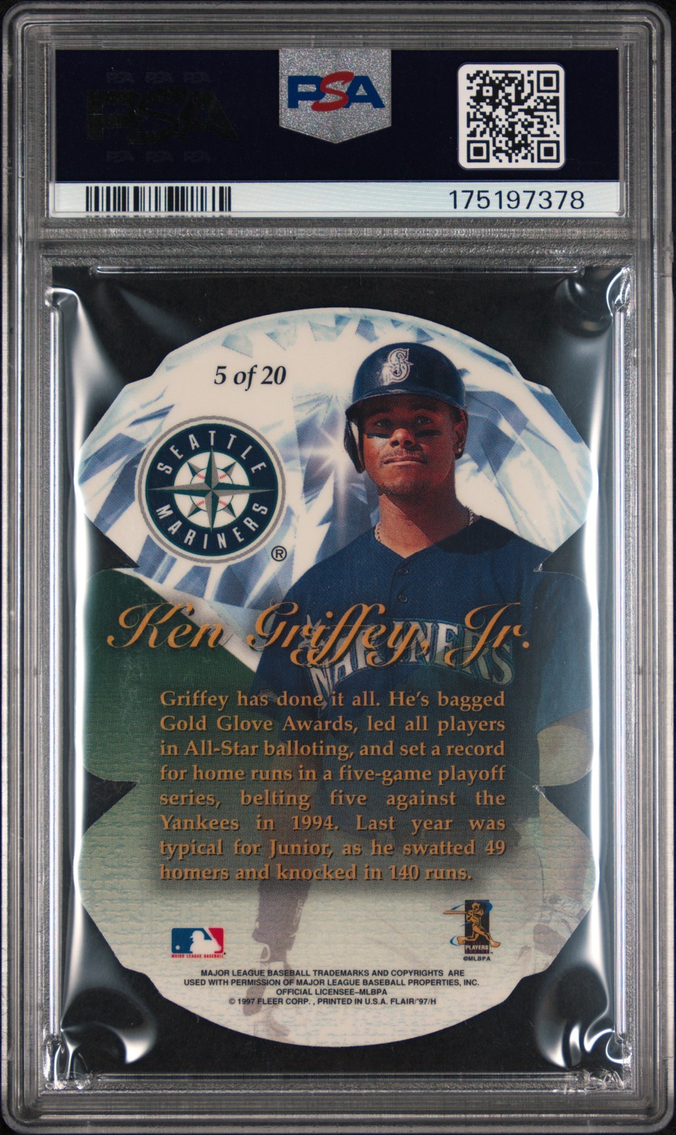 1997 FLAIR SHOWCASE DIAMOND CUTS #5 KEN GRIFFEY JR. PSA 9 view 2