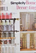 Simplicity Sewing Pattern 7437 Home Decor Tab Curtains Window 8 Styles OS UNCUT