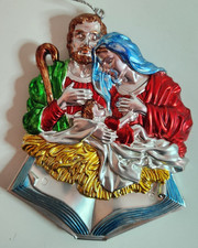 Nativity Scene Christmas Ornament Mary Joseph Jesus Metallic-Looking Holy Family