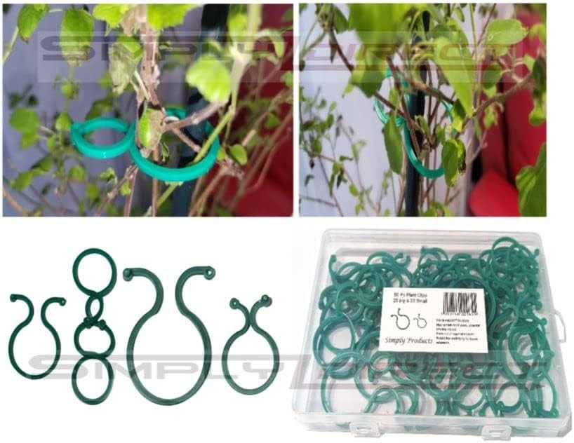 Simply Products 50pc Garden Plant Clips, Cane & Plant Support Clips, Twisty Pla