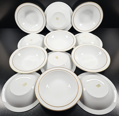 12 Corning Gold Edge Soup Cereal Bowl Set Vintage Pyroceram Table Dish Retro Lot