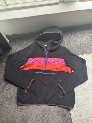 Cotopaxi Women s S Fleece 1/4 Zip Colorblock Hooded Pullover Hoodie Black
