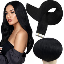 Tape in Extensions Human Hair 14 Inch Color 1 Jet Black Pu Remy Tape in Hair Ext
