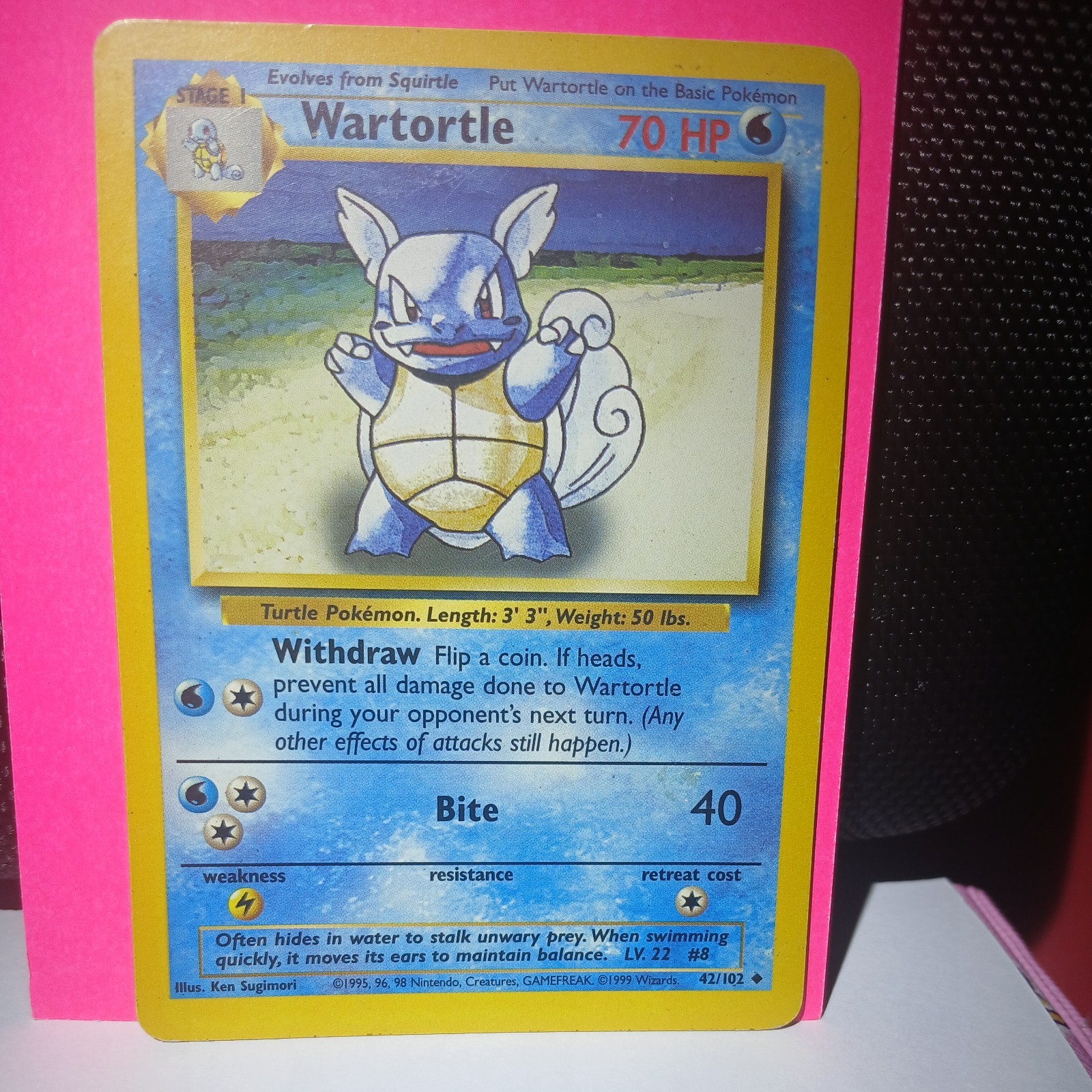 Wartortle 1995 Pokemon Card 42/102 Non Holo