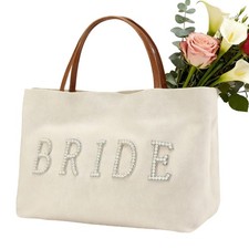 Bride Tote Bag Large Canvas Beach Bag Bride to Be Gifts for Bridal Shower, We...