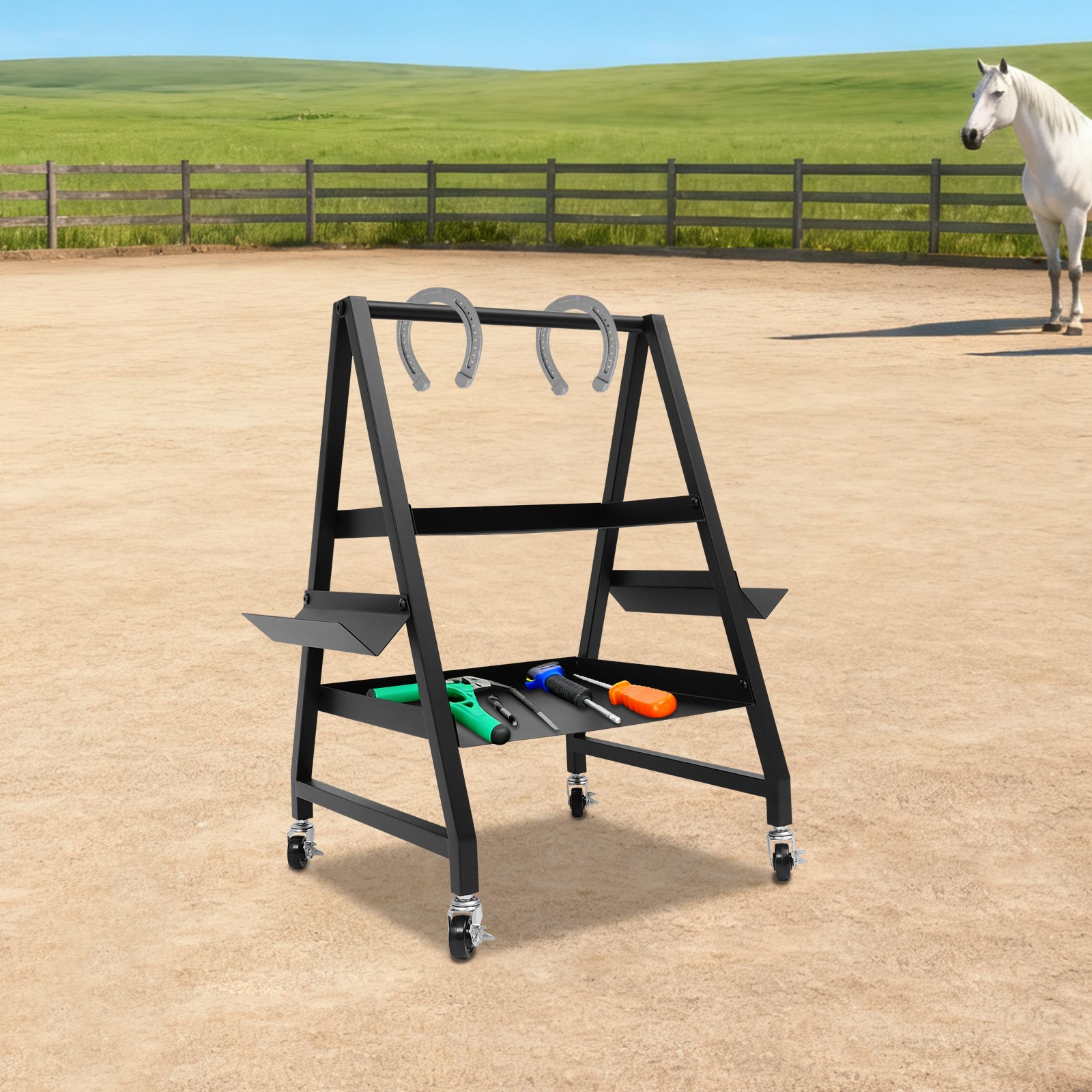 2 Tier Rolling Tool Cart 40 LBS Capacity Service Cart for Warehouse Portable