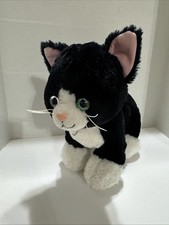 BUILD A BEAR Promise Pets TUXEDO CAT Black White PLUSH 11  Retired Green Eyes
