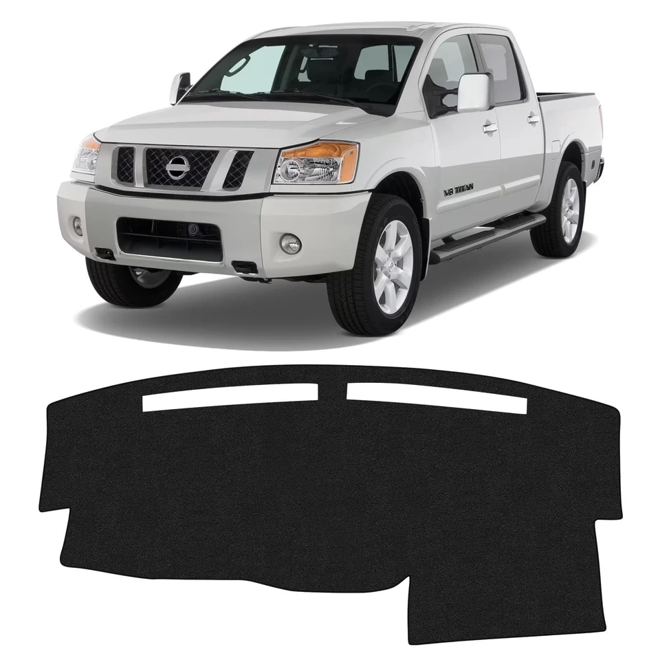 Cubierta de tablero para Nissan Titan 2004-2012, poliéster antideslizante, parasol, interior negro Foto 2 de 4