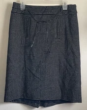 Ann Taylor Womens Skirt Size 8 Black Swiss Dots Wool Blend Back Pleat Belt Loops