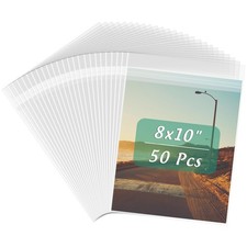 8x10 Inches Acid-Free Plastic Sleeves Clear Storage Bags 50 Pcs Self Sealing