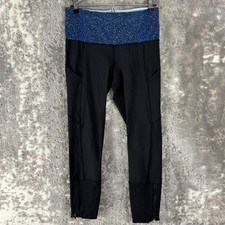 Lulumon Size 6 Athleisure Casual Leggings Blue Black Stretch Pull On