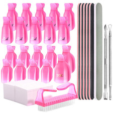Nail Polish Gel Remover Tool Kit, with Soak off Clips, Cuticle Pusher Peeler Scr