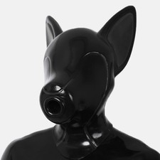 Furrjoi Silicone Ishy Drone Black Mask Furry Fetish Latex Hood Full Head Wear