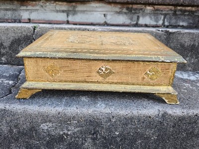 Vintage Italy Gold Wood Writing Box Estate Find