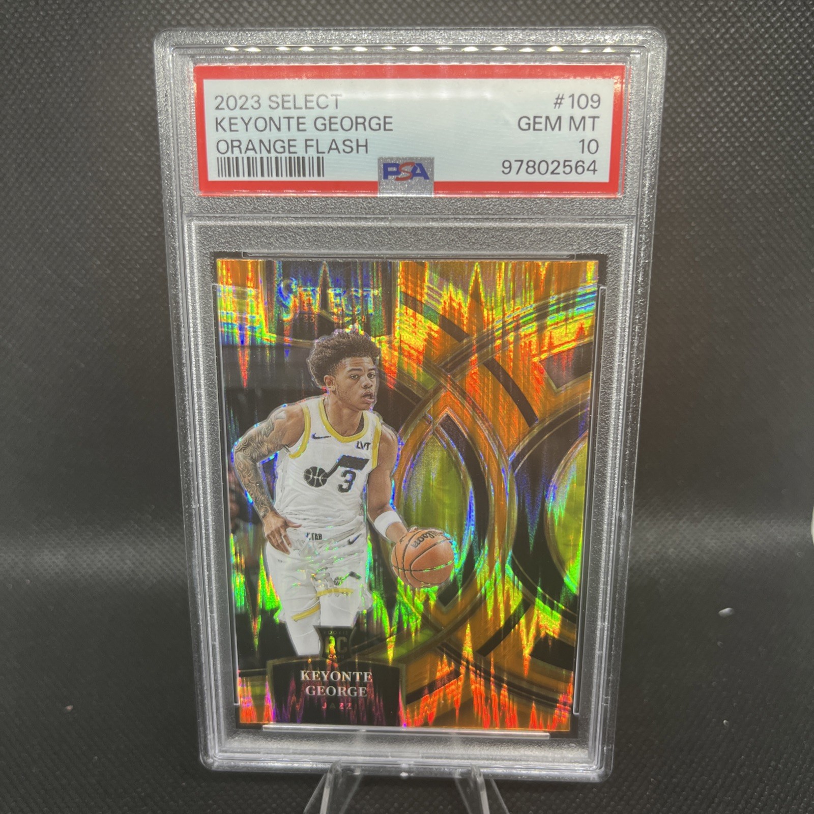 2023-24 Panini Select #109 Keyonte George (RC) Rookie Orange Flash Prizm PSA 10