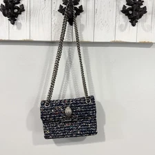 Kurt Geiger Mini Kensington Tweed Crossbody Bag NWOT Navy Multicolor