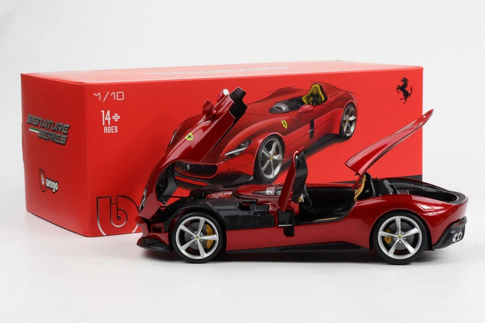 1:18 Bburago Signature Ferrari Monza SP1 2019 Rojo Metálico 18-16909RM - Imagen 3 de 4