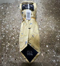 Jos. A. Bank Traveler Men's Silk Designer Tie Gold Blue Paisley Logo