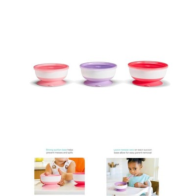 Colorful Suction Baby Bowls with Lids - Essential Self-Feeding Dishes, 3 Sizes