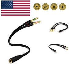Headphone Splitter For Computer 3.5mm Female to 2 Dual 3.5mm Male Headphone M...
