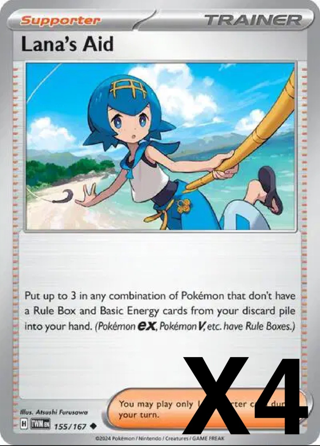 Pokemon Playset x4 Lana's Aid Normal SV06: Twilight Masquerade #155/167 NM