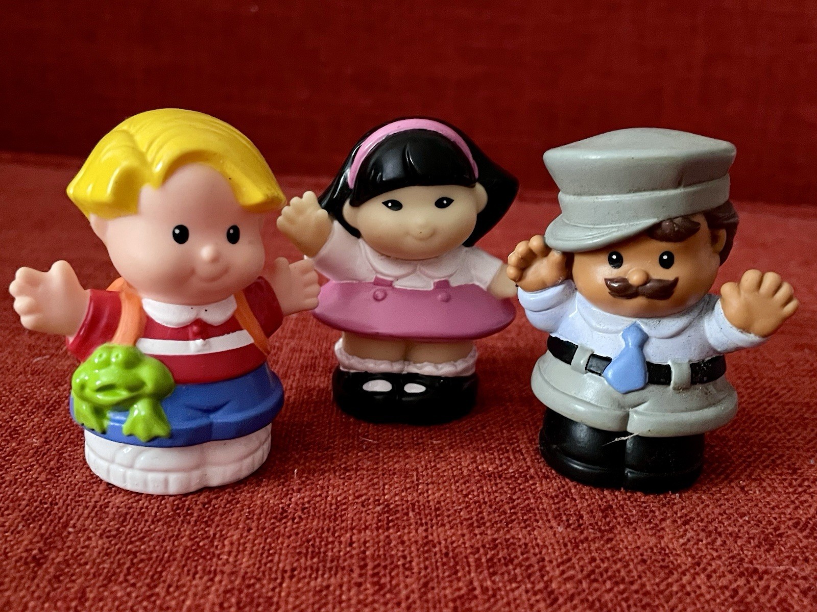Lot Of 3 Fisher Price Little People Figures  - Bus Driver, Boy, Girl
