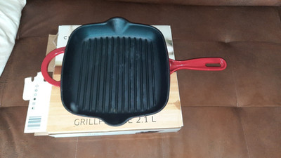 CROFTON Grillpfanne, Gusseisen, rot emailliert, 30 x 27 cm, 2,1 l
