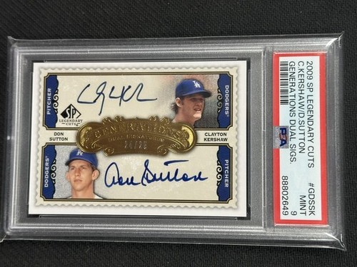 Clayton Kershaw Don Sutton 2009 SP Legendary Cuts Dual Sig Auto PSA 9 #GDSSK /25